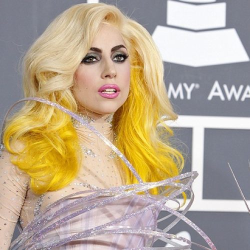 Lady gaga platinum blond hair with yellow ends
