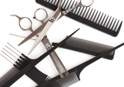 Scissors and multiple hair combs