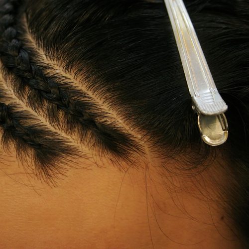 Braided cornrows for weave style